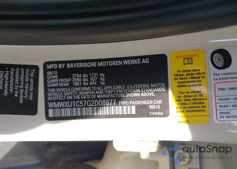2016 Mini Hardtop Cooper from USA, damaged, VIN WMWXU1C57G2D08877